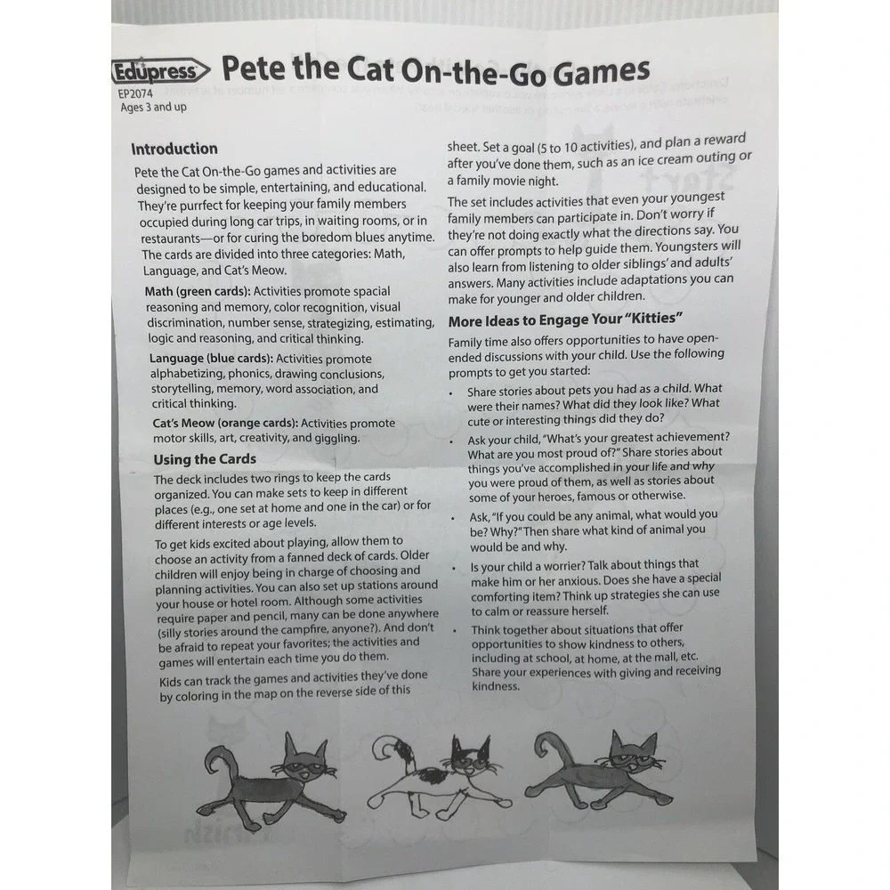 Edupress Pete The Cat On-The-Go‎ Game complete Children's Educational Card Game